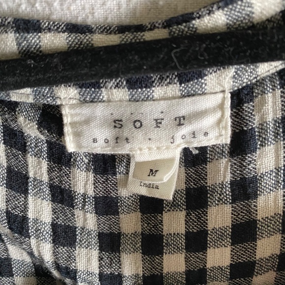 Joie Soft black and white gingham button front tunic Sz M - Picture 6 of 7